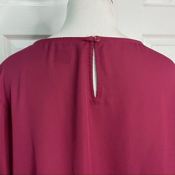 Liz Claiborne Career Berry Color Ruffled Long Sleeve Blouse - Picture 6 of 10